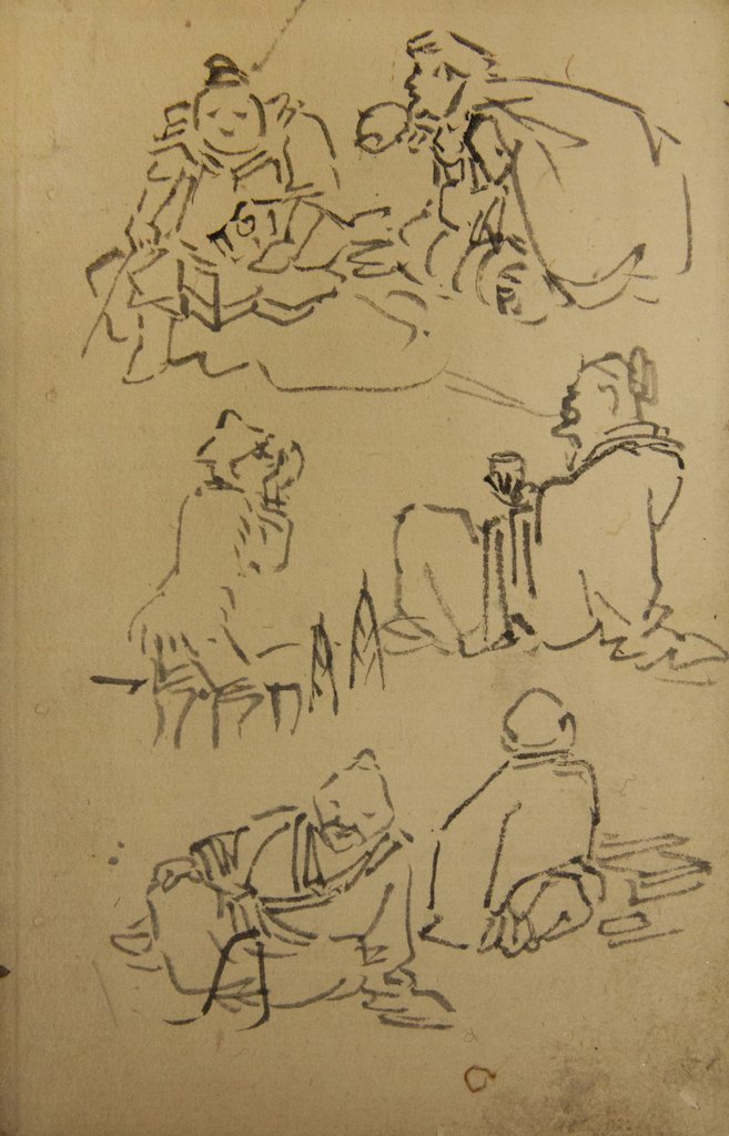 Sketches of East Asian Legendary Figures, late 19th century by Kawanabe Kyosai