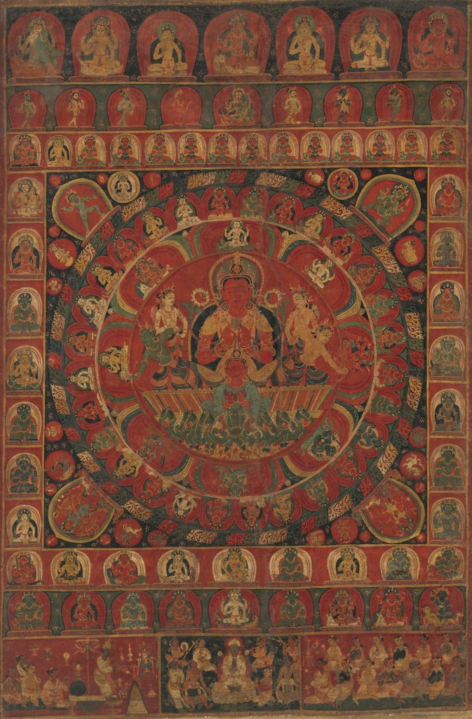 Mandala of the Sun God Surya Surrounded by Eight Planetary Deities, dated, likely 1379 by Kitaharasa
