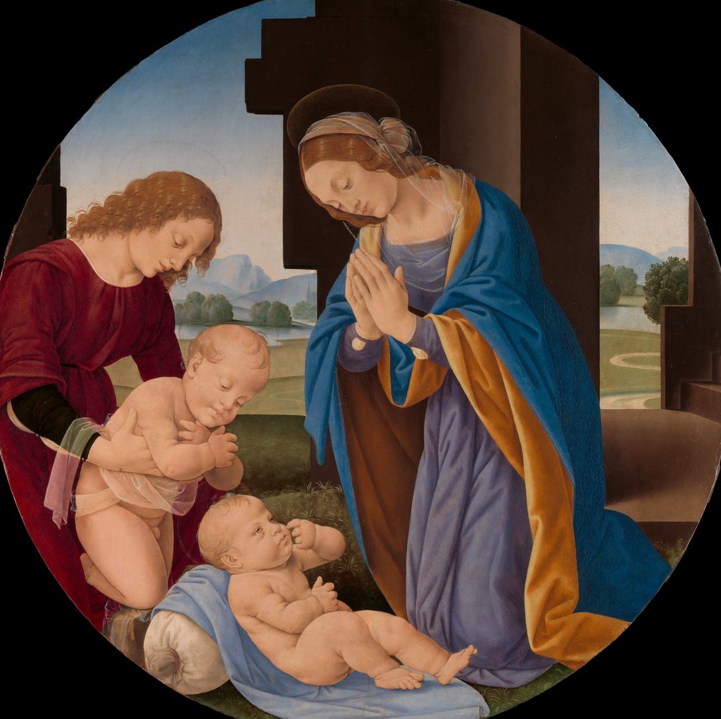 Detail of Madonna Adoring the Child with the Infant Saint John the Baptist and an Angel, Early 1490s by Lorenzo di Credi