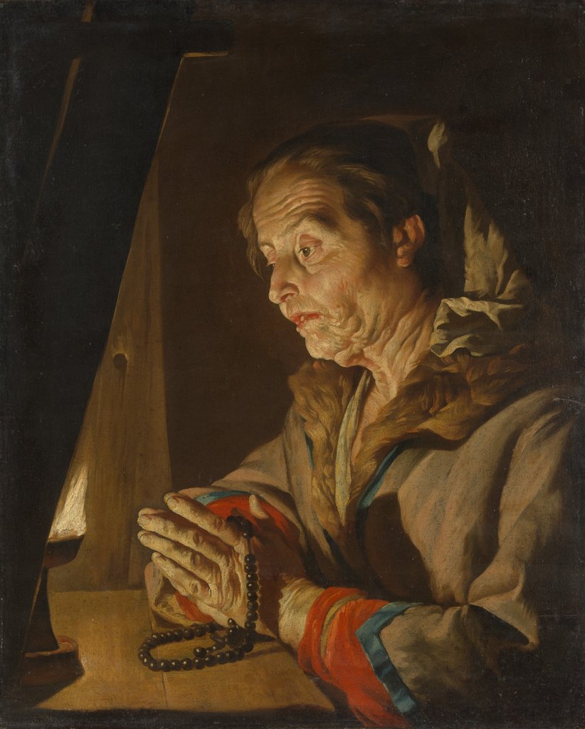 Old Woman Praying, late 1630s or early 1640s by Matthias Stomer
