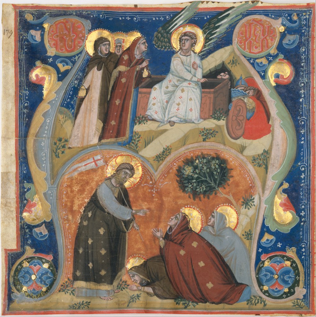 Detail of Manuscript Illumination with Scenes of Easter in an Initial A, from an Antiphonary, ca. 1320 by Neri da Rimini