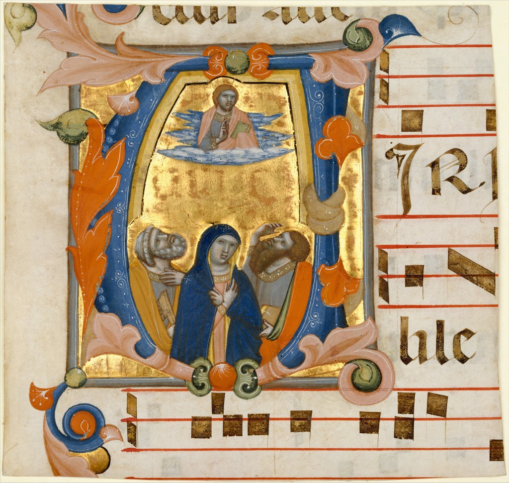 Detail of Ascension in an Initial V, ca. 1342-50 by Niccolò di ser Sozzo