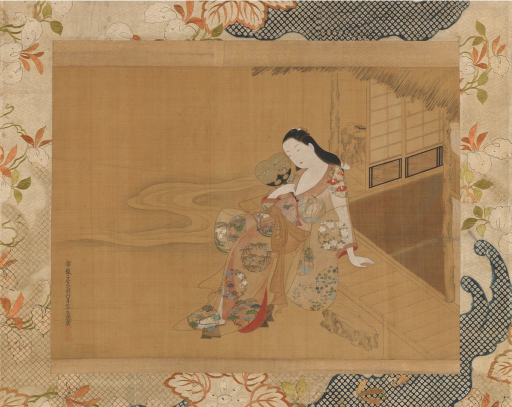 Detail of Courtesan Enjoying a Cool Summer Evening, 1741 by Haritsu Ogawa