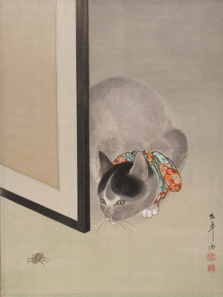 Detail of Cat Watching a Spider, ca. 1888-92 by Toko Oide