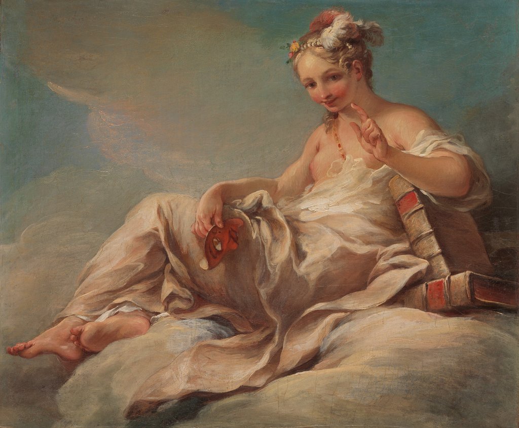 Detail of Comedy, ca. 1736 by Pierre Charles Trémolières
