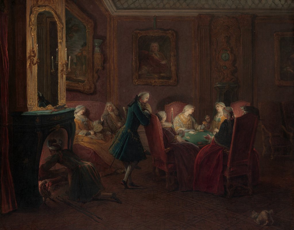 Detail of Card Players in a Drawing Room by Pierre Louis Dumesnil