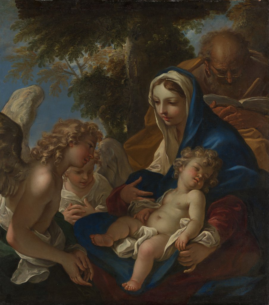Detail of The Holy Family with Angels, ca. 1700 by Sebastiano Ricci