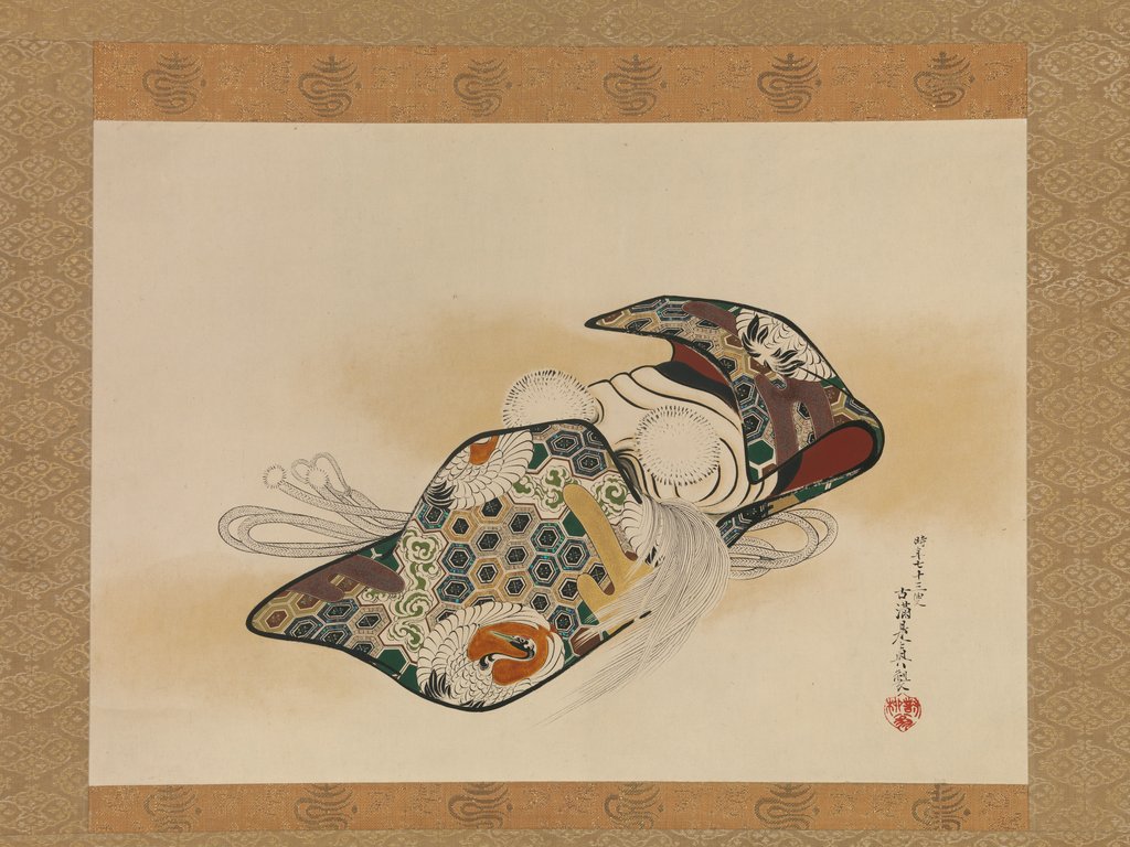 Detail of Noh Mask: Okina, dated 1879 by Shibata Zeshin