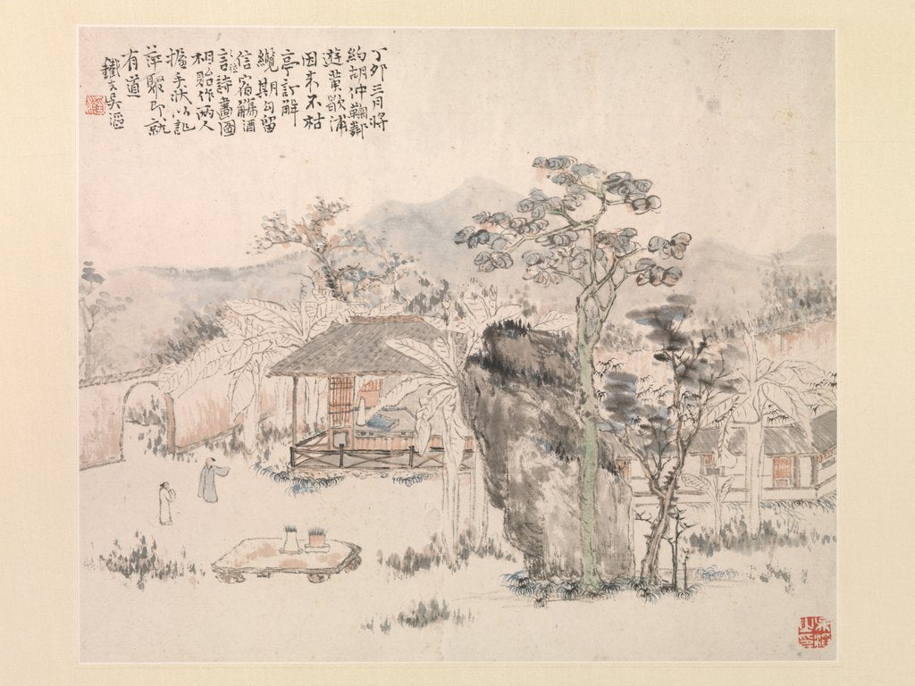 Detail of Garden scene, 1867 by Wu Tao