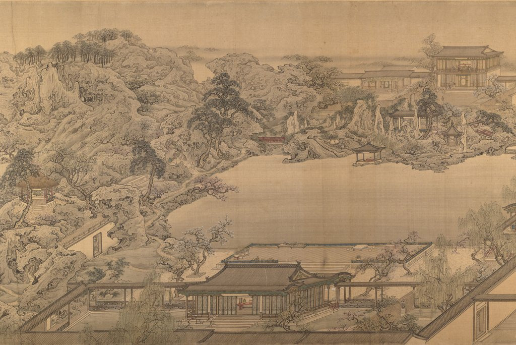Detail of View of a Garden Villa, 18th century by After Yuan Jiang
