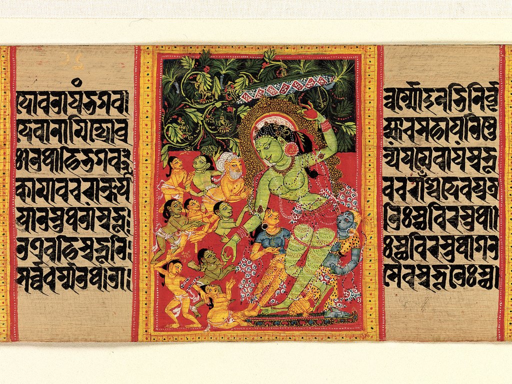 Detail of Green Tara Dispensing Boons to Ecstatic Devotees… , early 12th century by Unknown