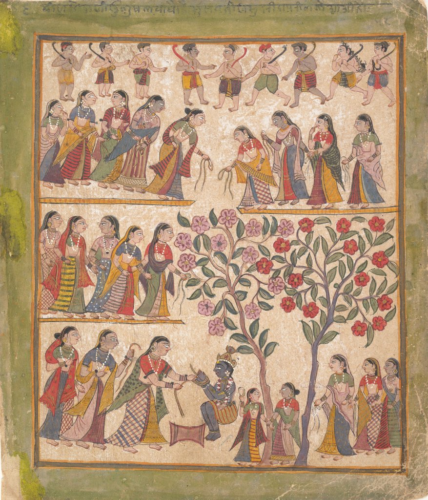 Detail of Yashoda Binds Krishna?s Hands: Page from a Dispersed Bhagavata Purana Manuscript , 1640-50 by Unknown