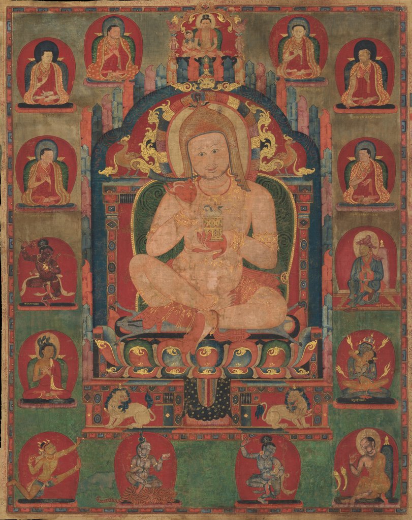 Detail of Portrait of Jnanatapa Attended by Lamas and Mahasiddhas, ca. 1350 by Unknown