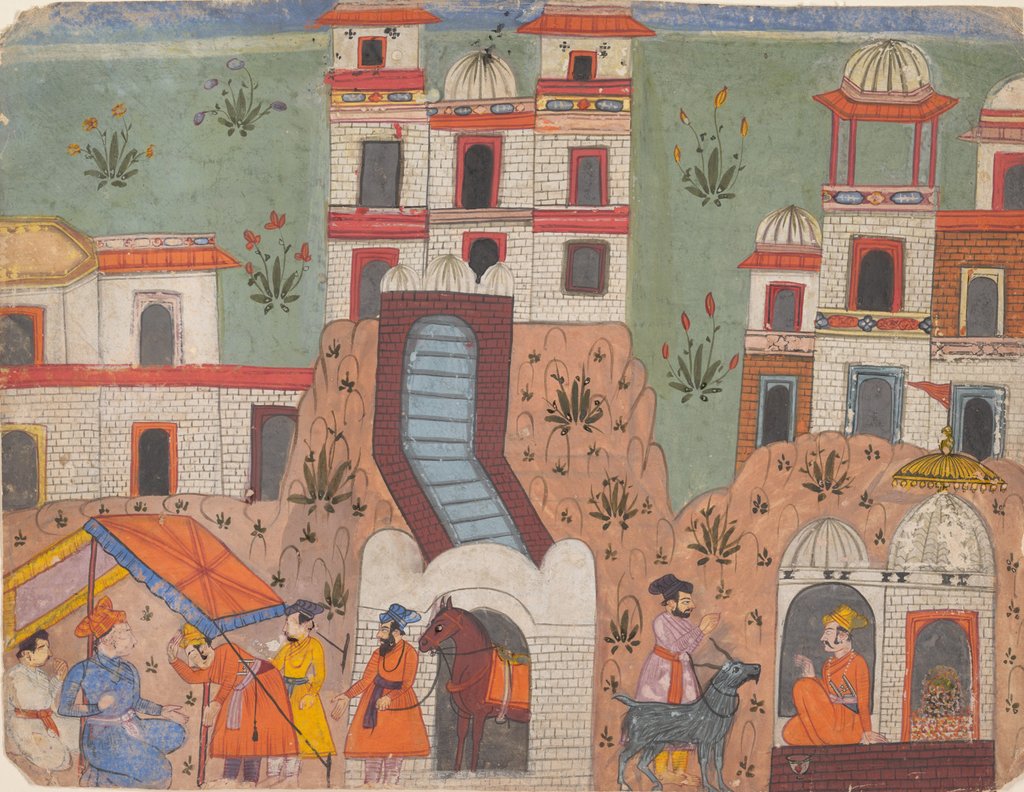 Detail of A Raja Receives Homage Outside the City…, from a Dispersed Manuscript, last quarter of 17th cent by Unknown