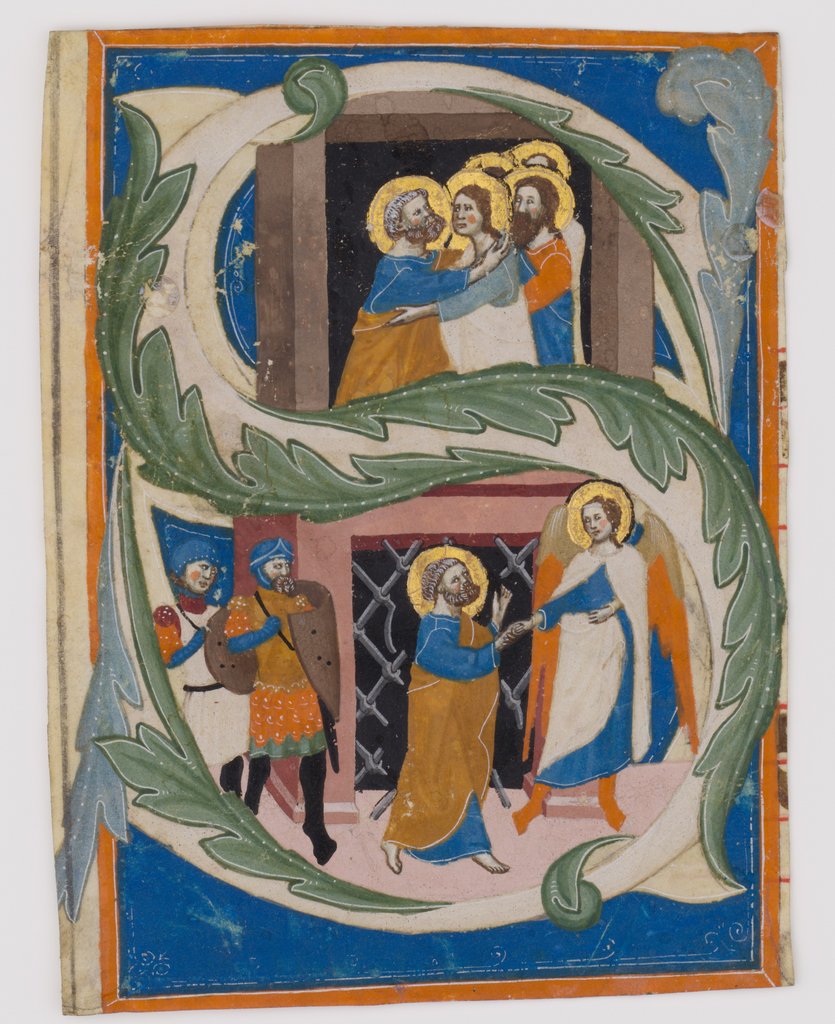 Detail of Initial S with Saint Peter Liberated from Prison, first half 14th century by Unknown