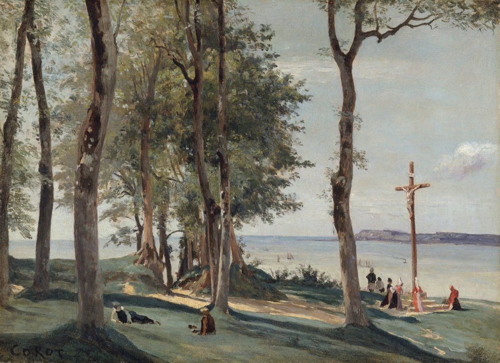 Detail of Honfleur: Calvary, ca. 1830 by Jean-Baptiste-Camille Corot