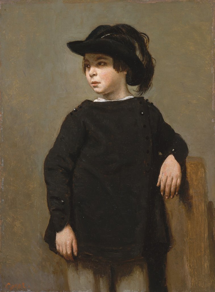 Detail of Portrait of a Child, ca. 1835 by Jean-Baptiste-Camille Corot