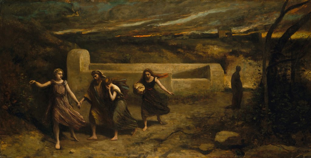 Detail of The Burning of Sodom, 1843 and 1857 by Jean-Baptiste-Camille Corot