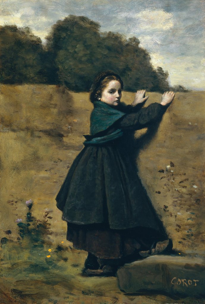 Detail of The Curious Little Girl, 1860-64 by Jean-Baptiste-Camille Corot