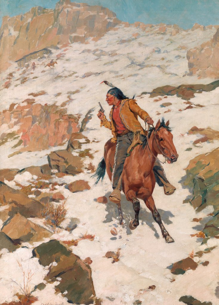 Detail of In Hot Pursuit, After 1900 by Charles Schreyvogel