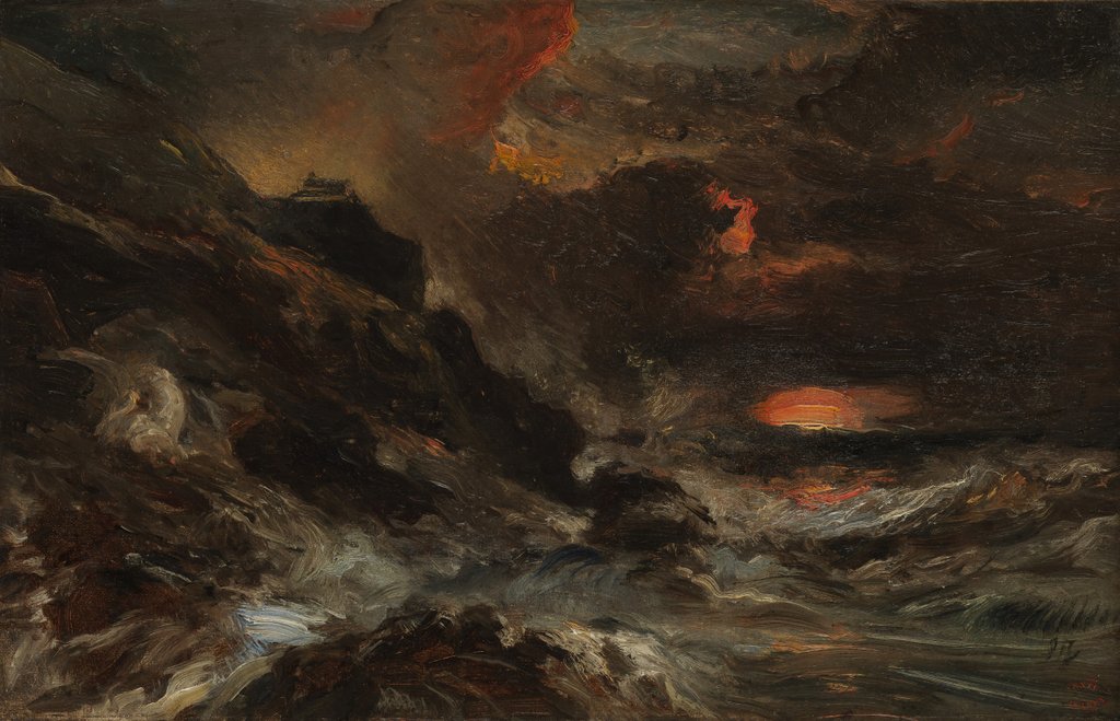 Detail of A Storm off the Normandy Coast, probably 1850s by Eugene Isabey