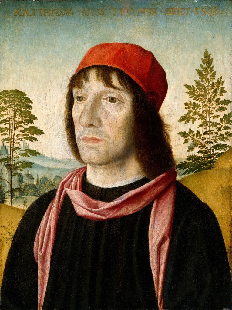 Detail of Portrait of a Man, shortly after 1497 by Fra Bartolomeo