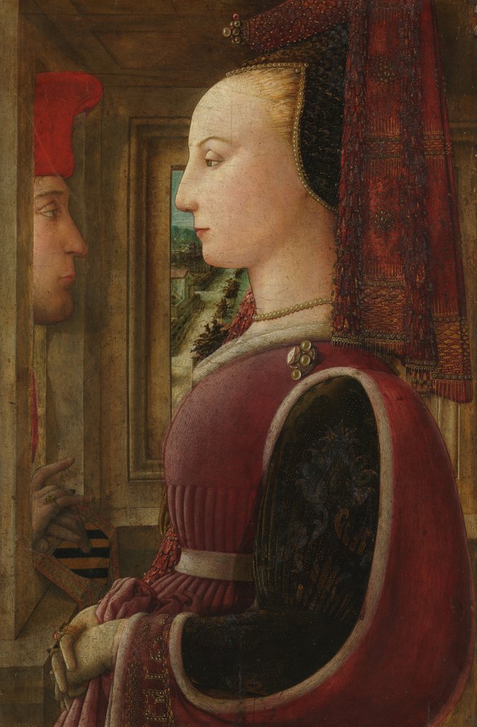 Detail of Portrait of a Woman with a Man at a Casement, ca. 1440 by Filippo Lippi