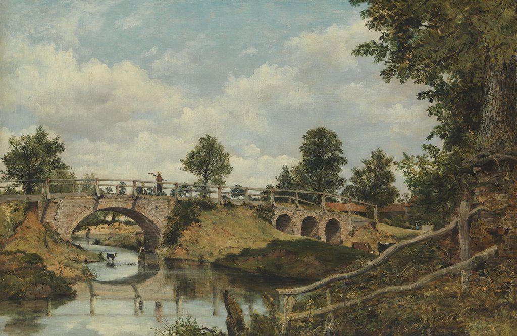 Detail of An Old Bridge at Hendon, Middlesex, ca. 1828 by Frederick W Watts