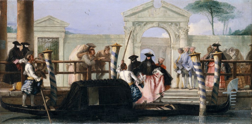 Detail of The Departure of the Gondola, mid-1760s by Giovanni Domenico Tiepolo