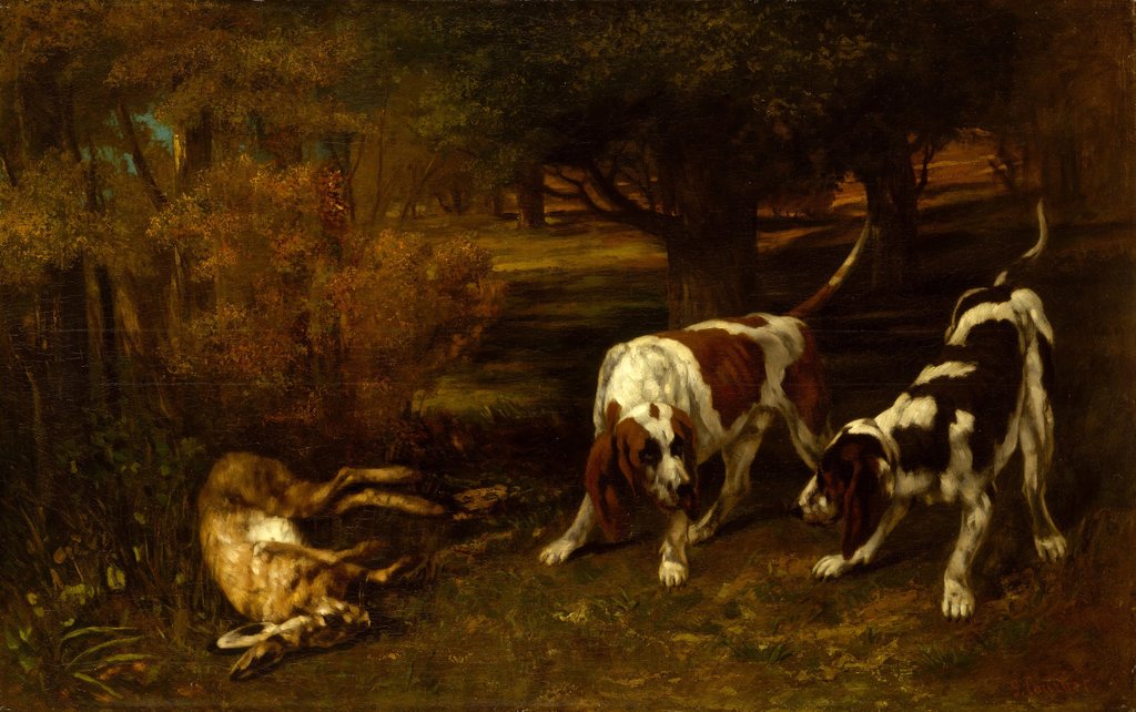 Detail of Hunting Dogs with Dead Hare, 1857 by Gustave Courbet