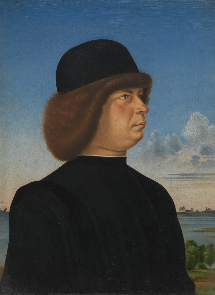 Detail of Portrait of Alvise Contarini; A Tethered Roebuck, ca. 1485-95 by Jacometto Veneziano