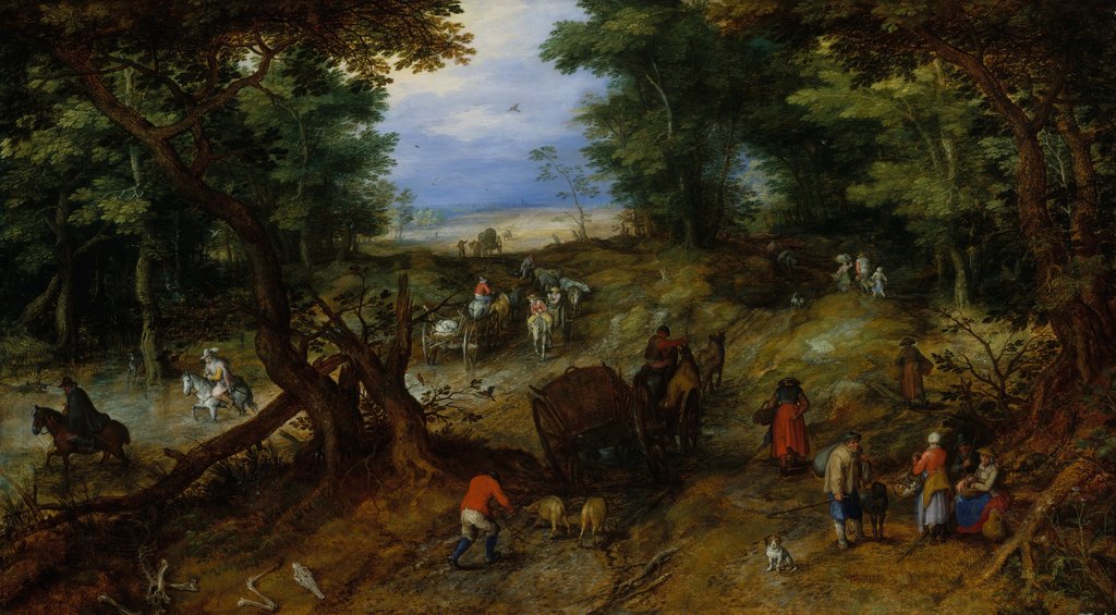Detail of A Woodland Road with Travelers, 1607 by Jan Brueghel the Elder