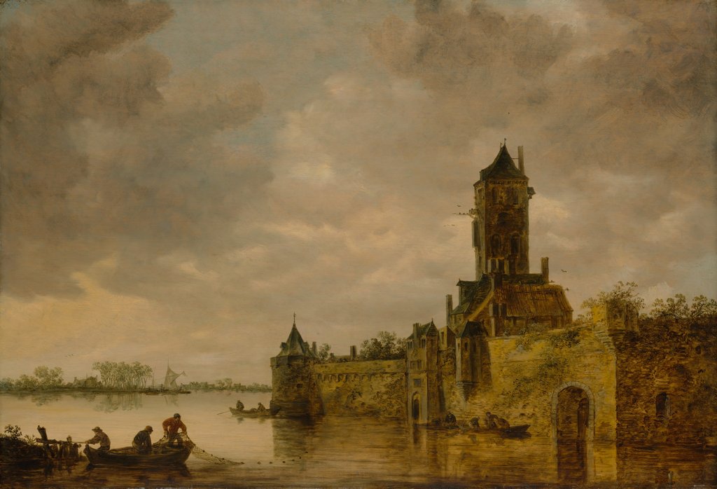 Detail of Castle by a River, 1647 by Jan van Goyen