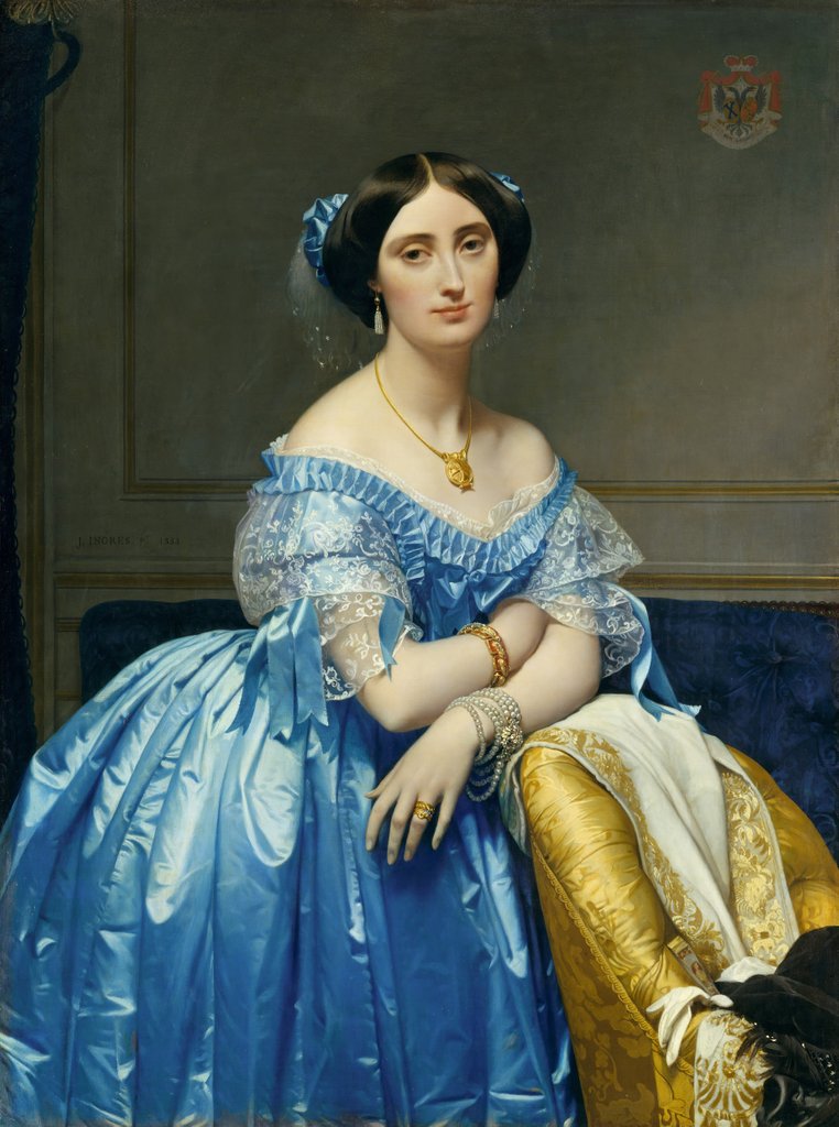 Detail of Joséphine-Éléonore-Marie-Pauline de Galard de Brassac de Béarn, Princesse de Broglie, 1851-53 by Jean-Auguste-Dominique Ingres