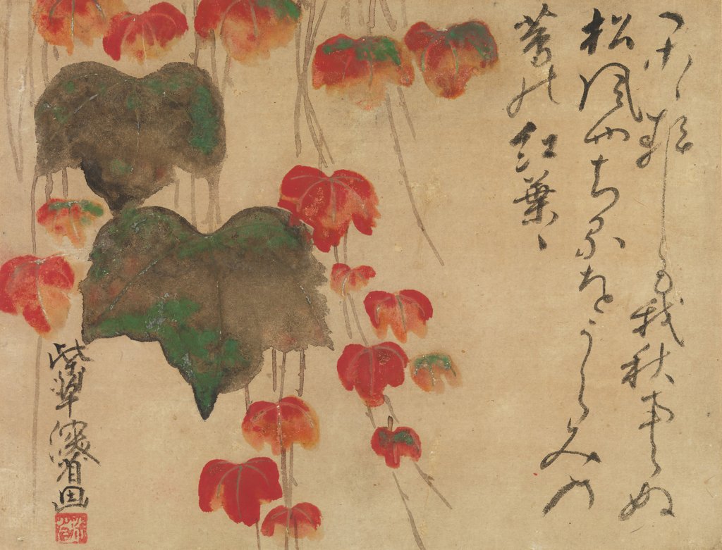 Detail of Autumn Ivy, after 1732 by Ogata Kenzan