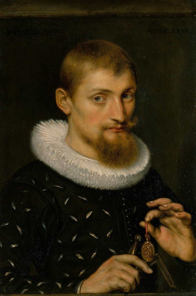 Detail of Portrait of a Man, Possibly an Architect or Geographer, 1597 by Peter Paul Rubens