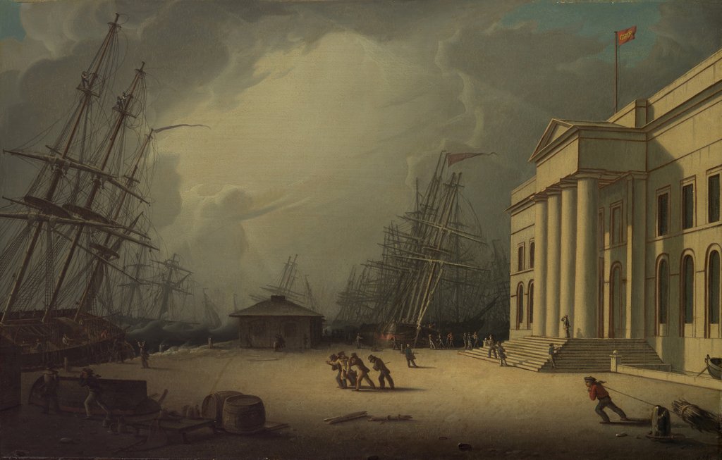 Detail of The Custom House at Greenock, Scotland, 1828 by Robert Salmon