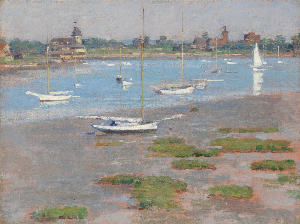 Detail of Low Tide, Riverside Yacht Club, 1894 by Theodore Robinson