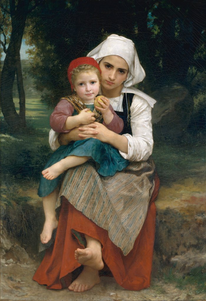 Detail of Breton Brother and Sister, 1871 by William-Adolphe Bouguereau