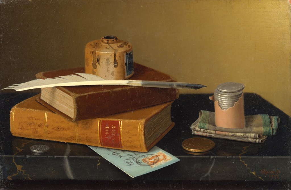 Detail of The Banker's Table, 1877 by William Michael Harnett