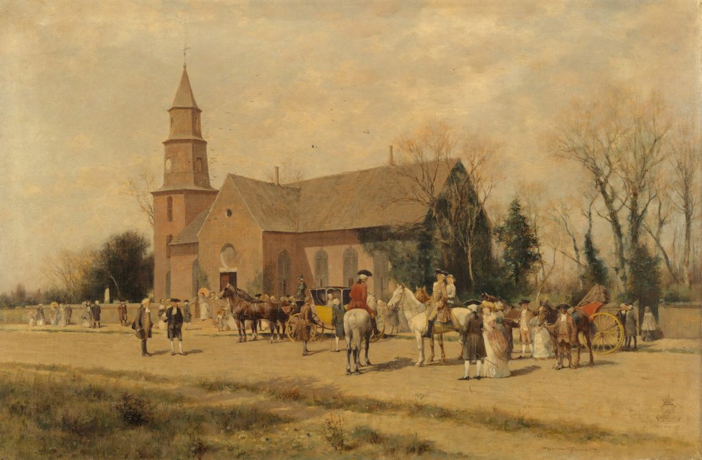 Detail of Old Bruton Church, Williamsburg, Virginia, in the Time of Lord Dunmore, 1893 by A. Wordsworth Thompson