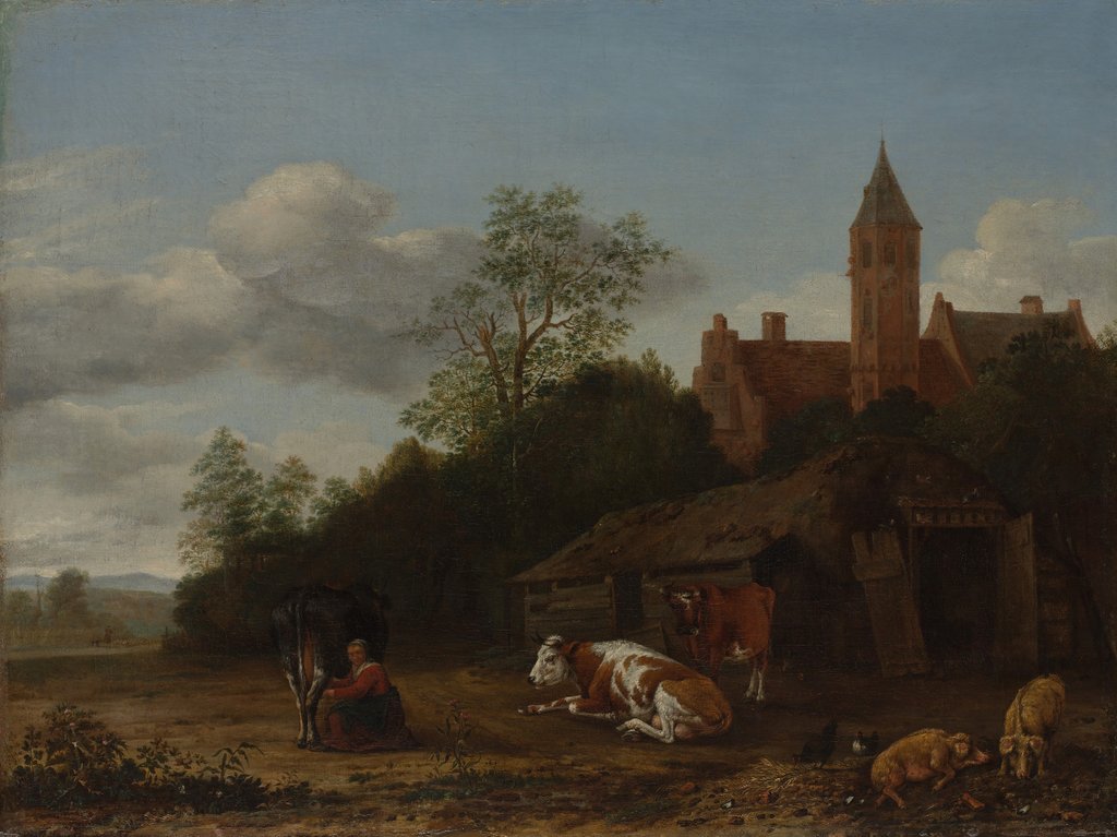 Detail of Barnyard Scene, ca. 1650-55 by Anthonie van Borssom