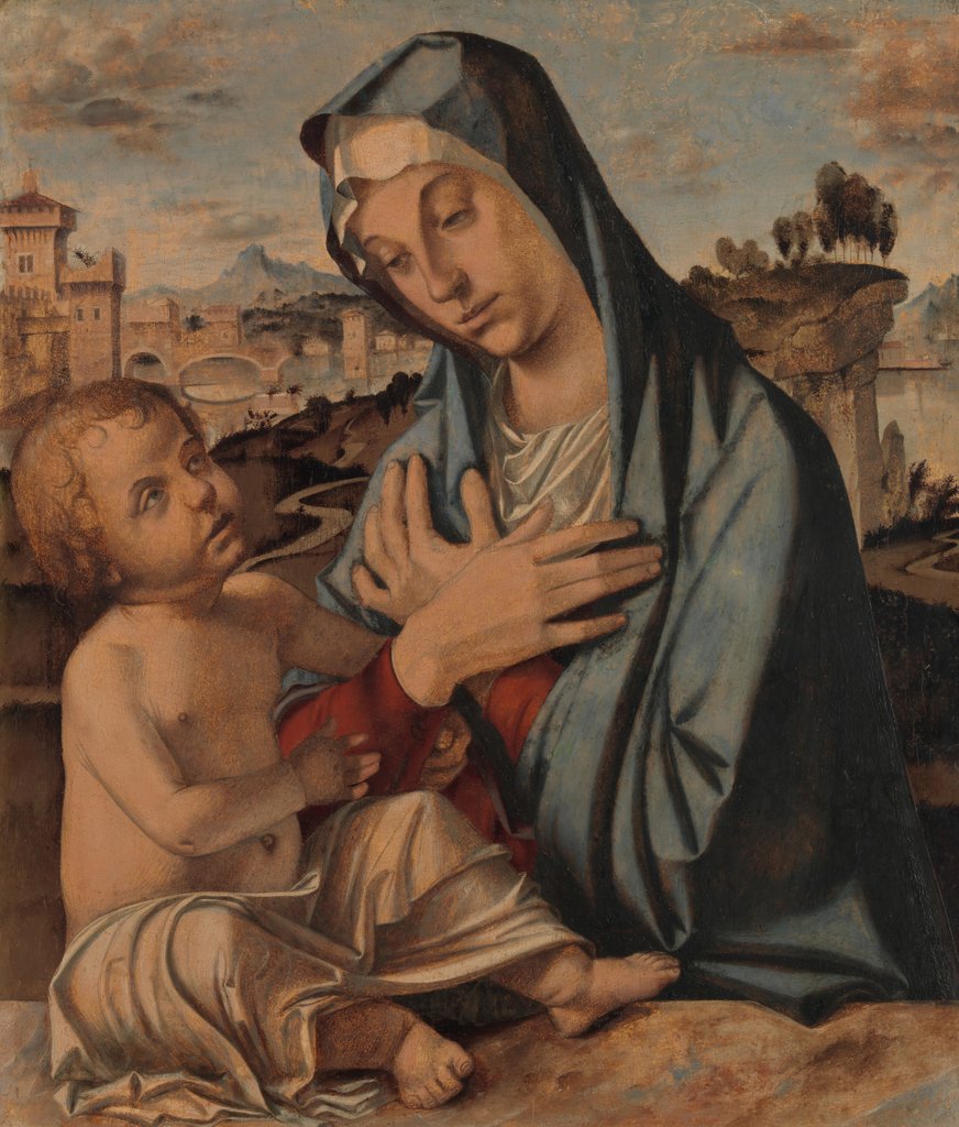 Detail of Madonna Adoring the Child by Bartolomeo Montagna