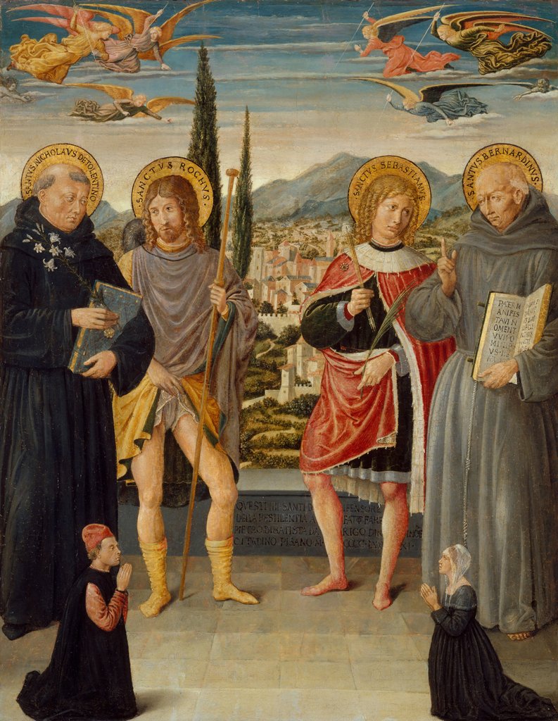 Detail of Saints Nicholas of Tolentino, Roch, Sebastian, and Bernardino of Siena…, 1481 by Benozzo Gozzoli