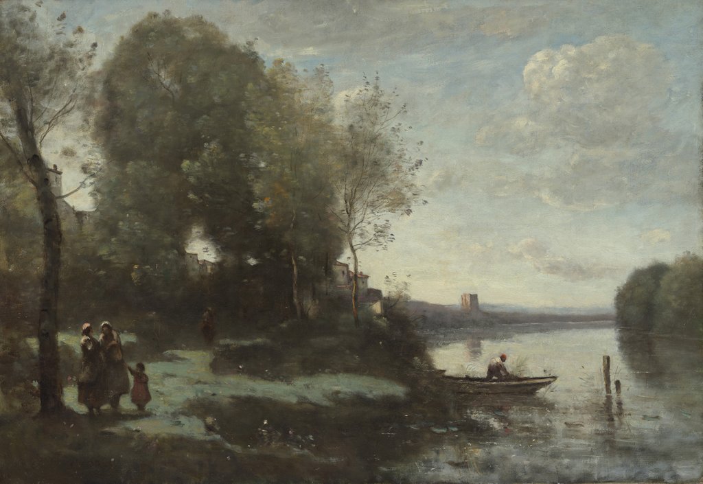 Detail of River with a Distant Tower, 1865 by Jean-Baptiste-Camille Corot