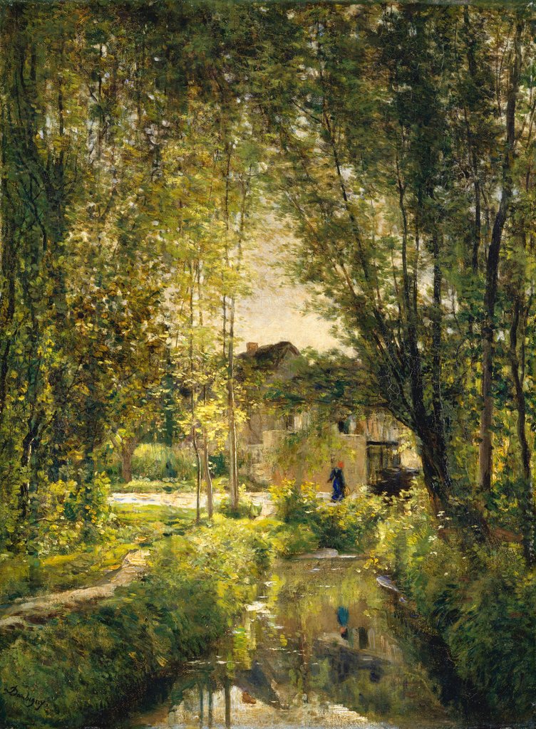 Detail of Landscape with a Sunlit Stream, ca. 1877 by Charles Francois Daubigny