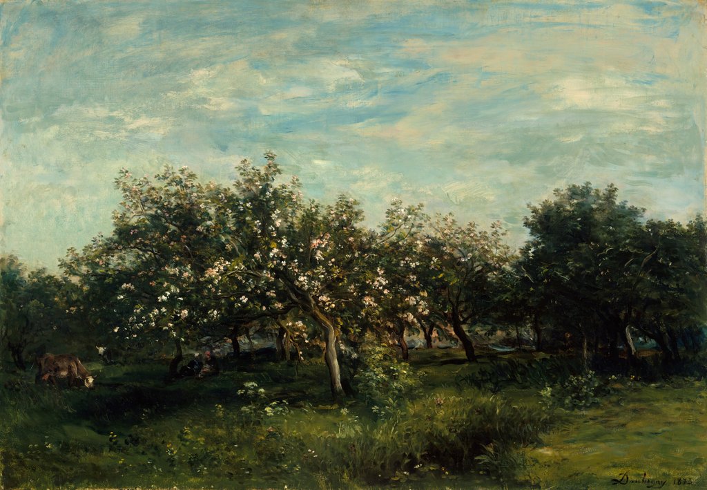 Detail of Apple Blossoms, 1873 by Charles Francois Daubigny