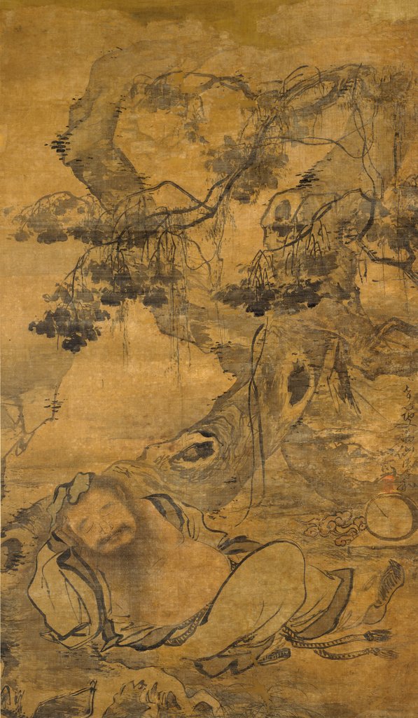 Detail of Drunken Immortal beneath an old tree, early 16th century by Chen Zihe