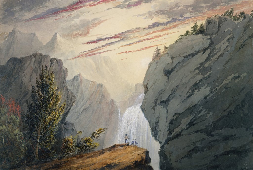Detail of At the Waterfall, ca. 1850 by David Claypoole Johnston