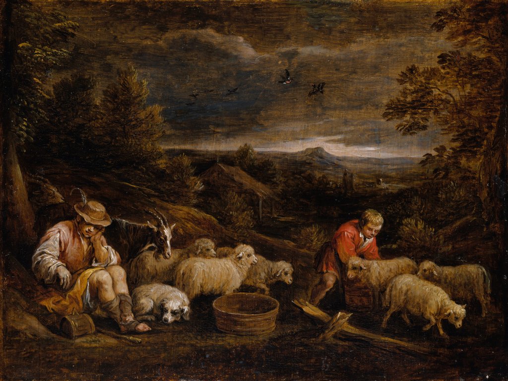 Detail of Shepherds and Sheep by David Teniers II